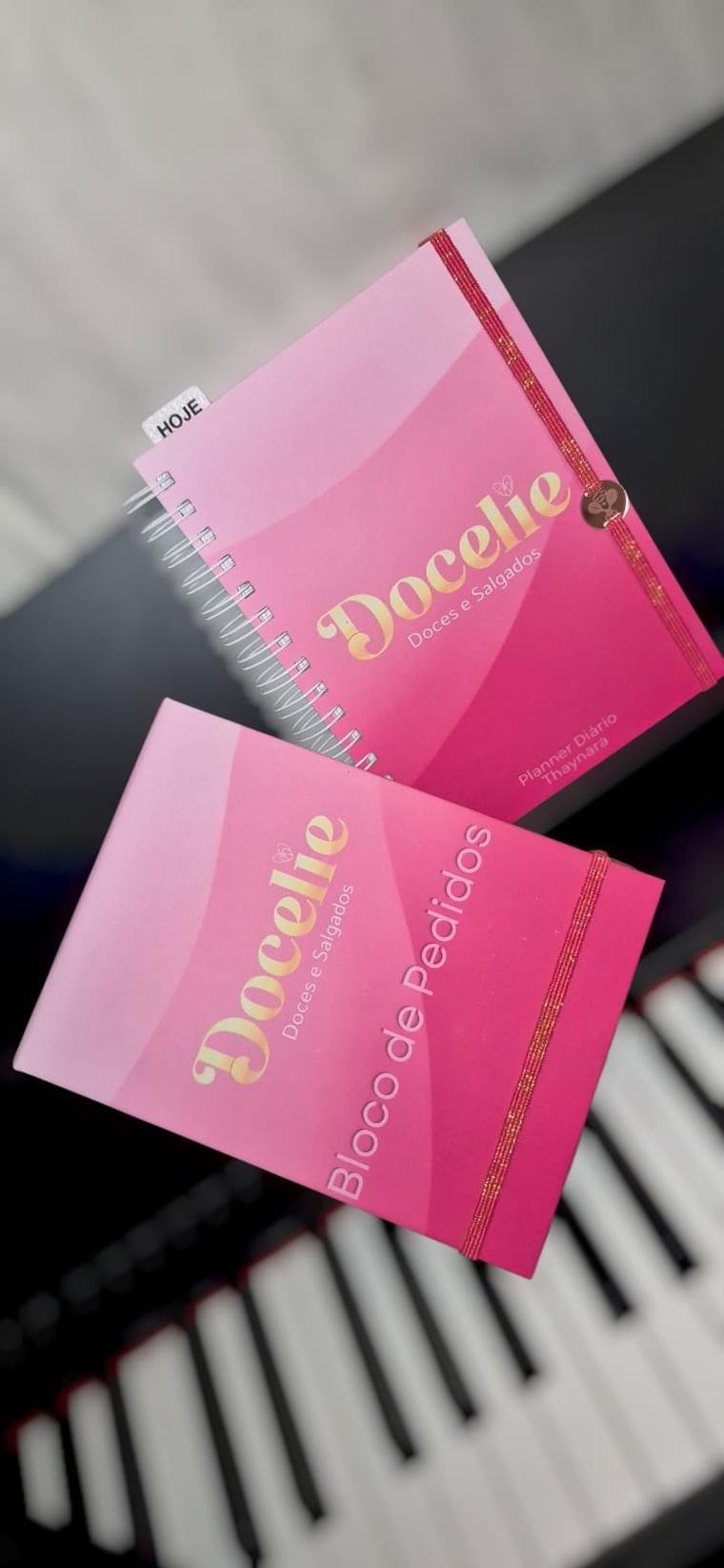Planner e bloco de pedidos Docelie, trabalho da Scripta